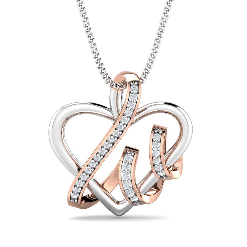 KuberBox 18K Rose Gold Swirling Heart Pendant