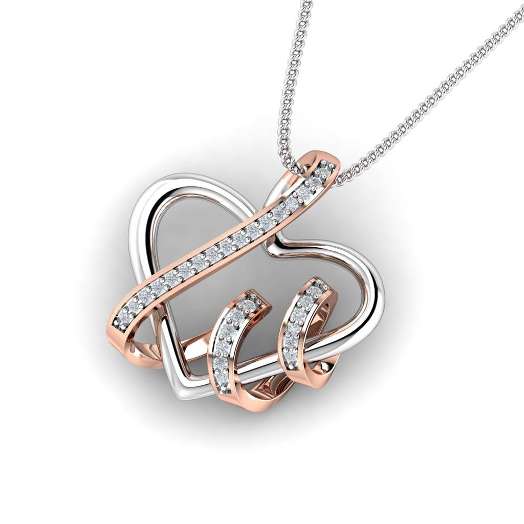 KuberBox 18K Rose Gold Swirling Heart Pendant