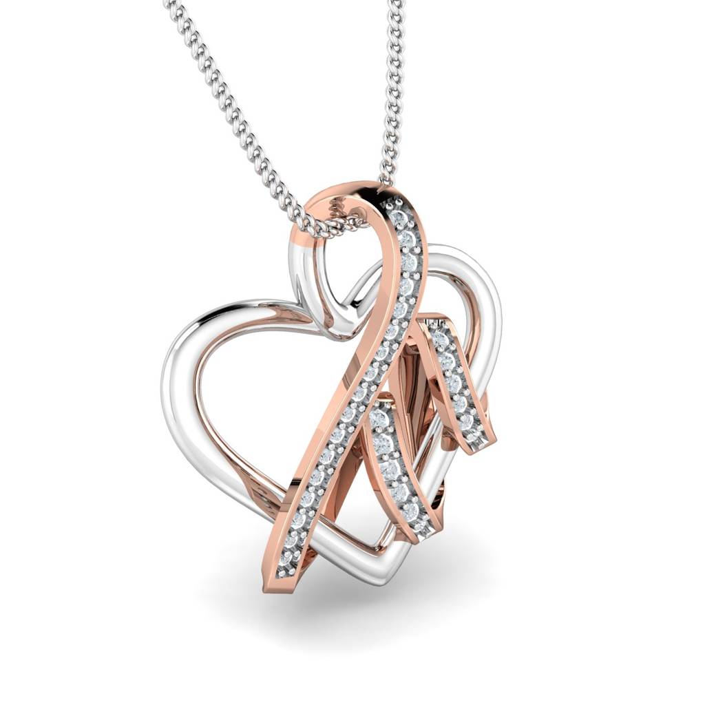 KuberBox 18K Rose Gold Swirling Heart Pendant