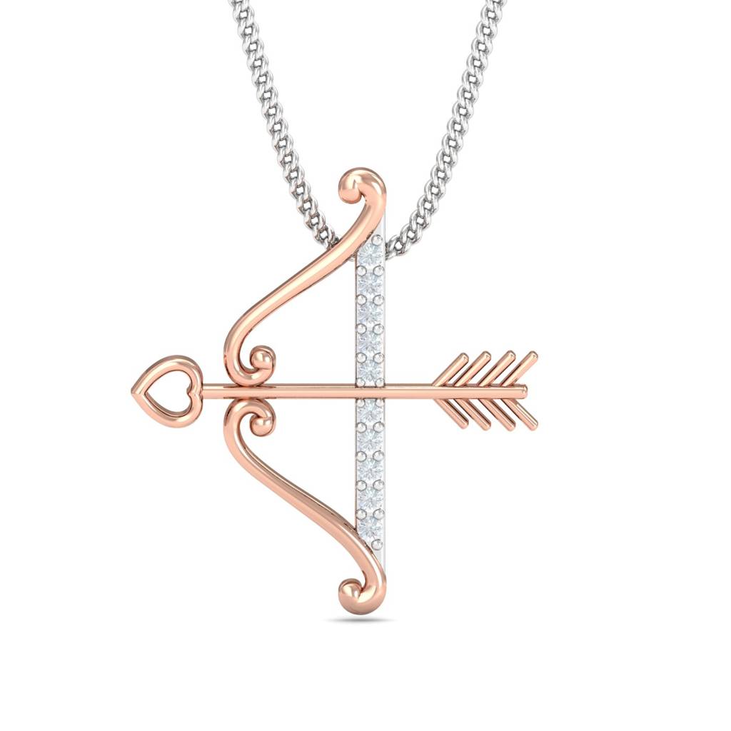 KuberBox 18K Rose Gold Heart Bow-Arrow Pendant