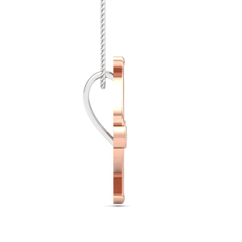 KuberBox 18K Rose Gold Heart Bow-Arrow Pendant