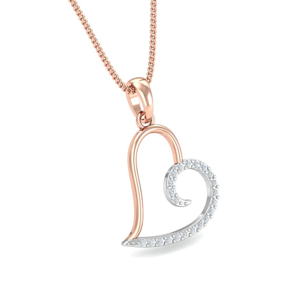 KuberBox 18K Rose Gold Angela Heart Pendant