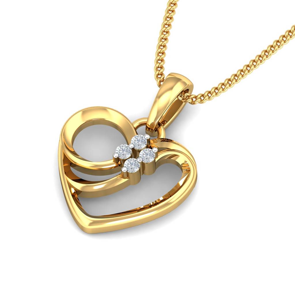 KuberBox 18K Yellow Gold Shirley Heart Pendant