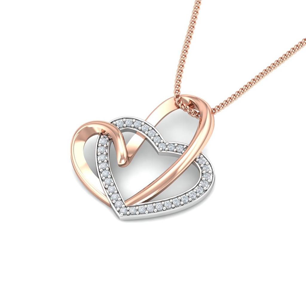 KuberBox 18K Rose Gold Interwoven Heart Pendant