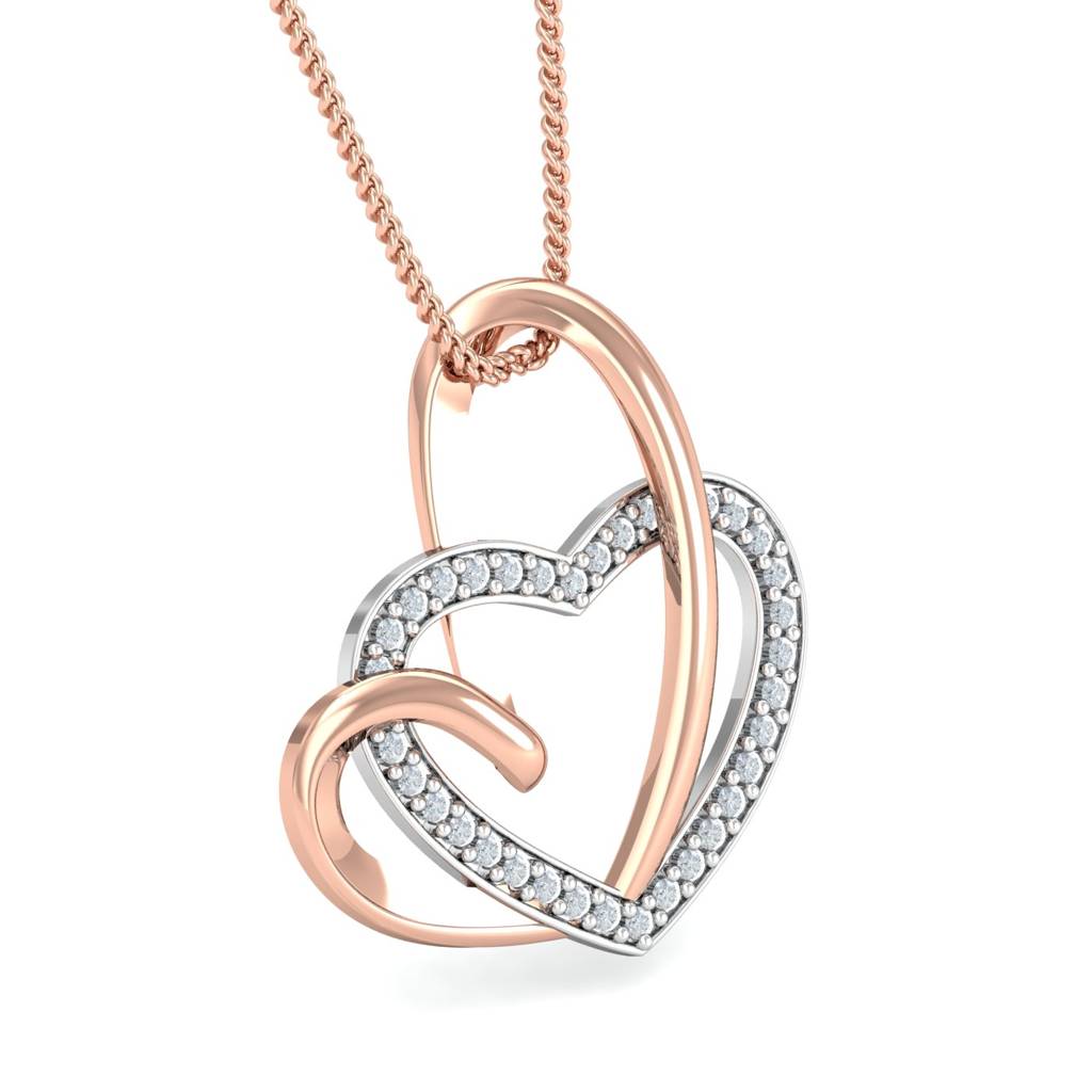 KuberBox 18K Rose Gold Interwoven Heart Pendant