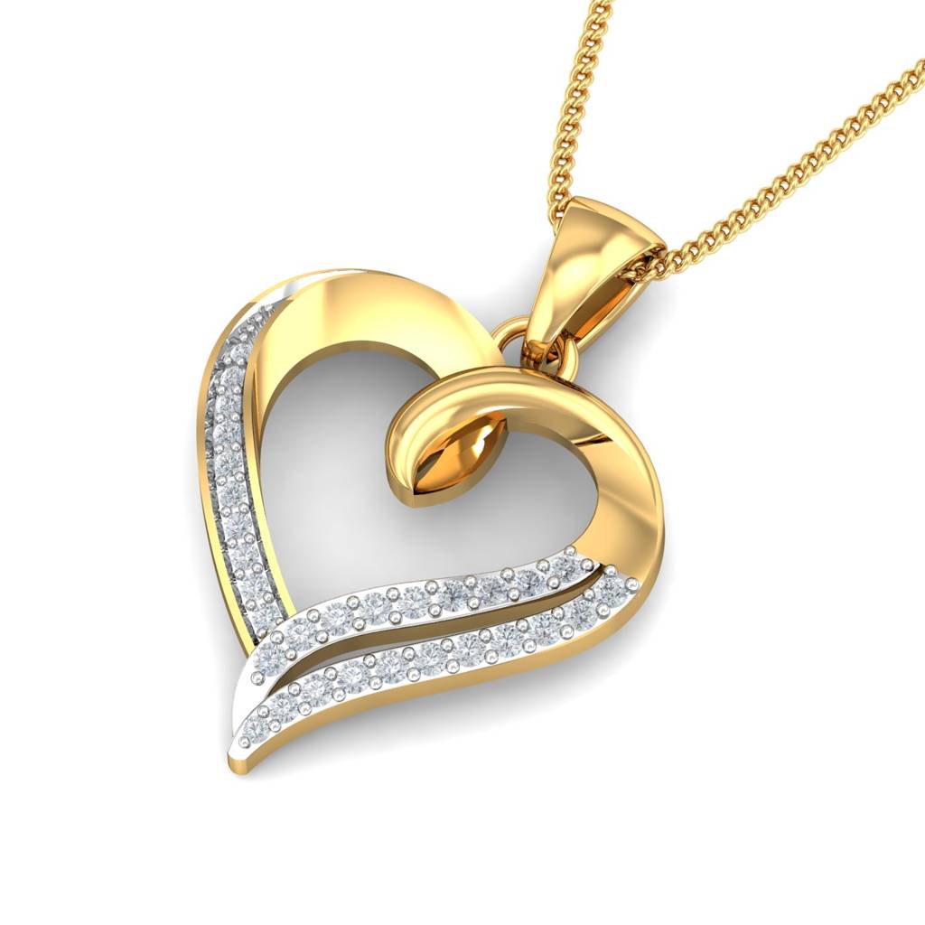 KuberBox 18K Yellow Gold Eva Heart Pendant