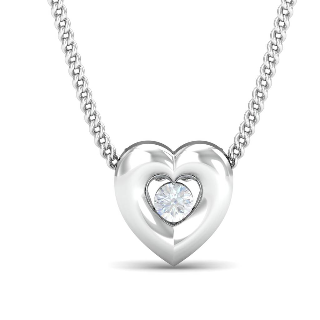 KuberBox 18K White Gold Minimal Heart Pendant