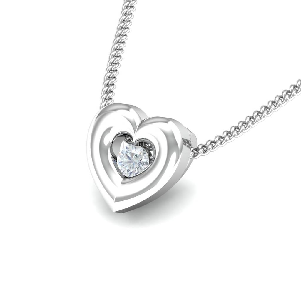 KuberBox 18K White Gold Minimal Heart Pendant