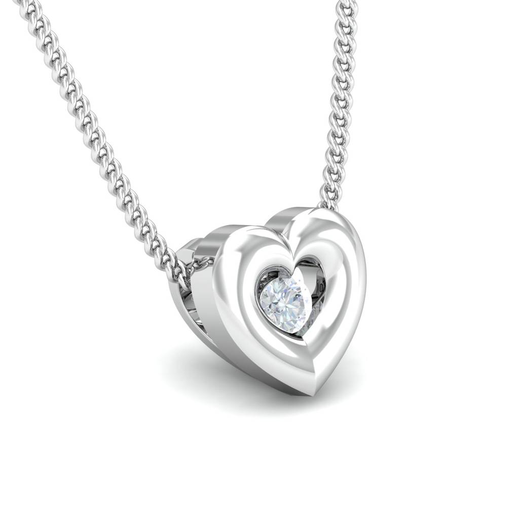 KuberBox 18K White Gold Minimal Heart Pendant