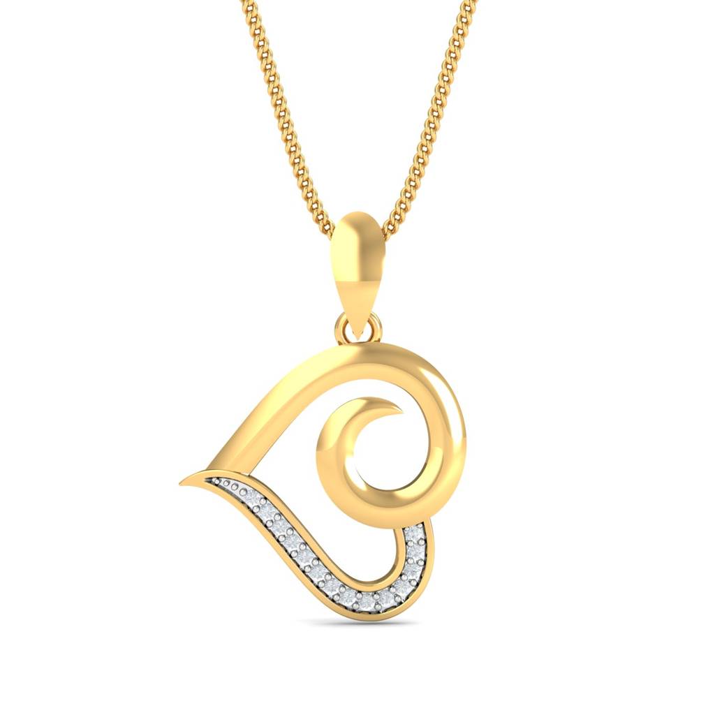 KuberBox 18K Yellow Gold Arty Heart Pendant