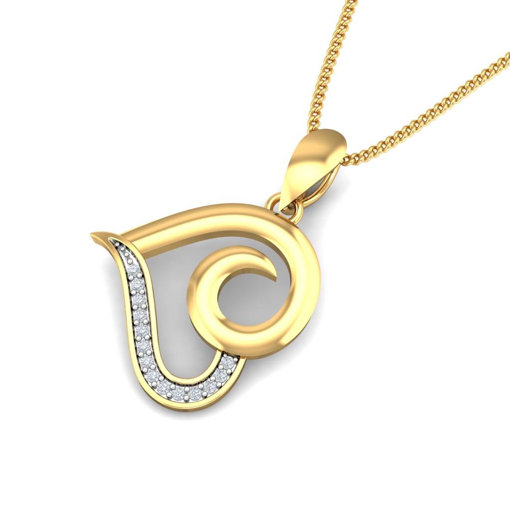 KuberBox 18K Yellow Gold Arty Heart Pendant