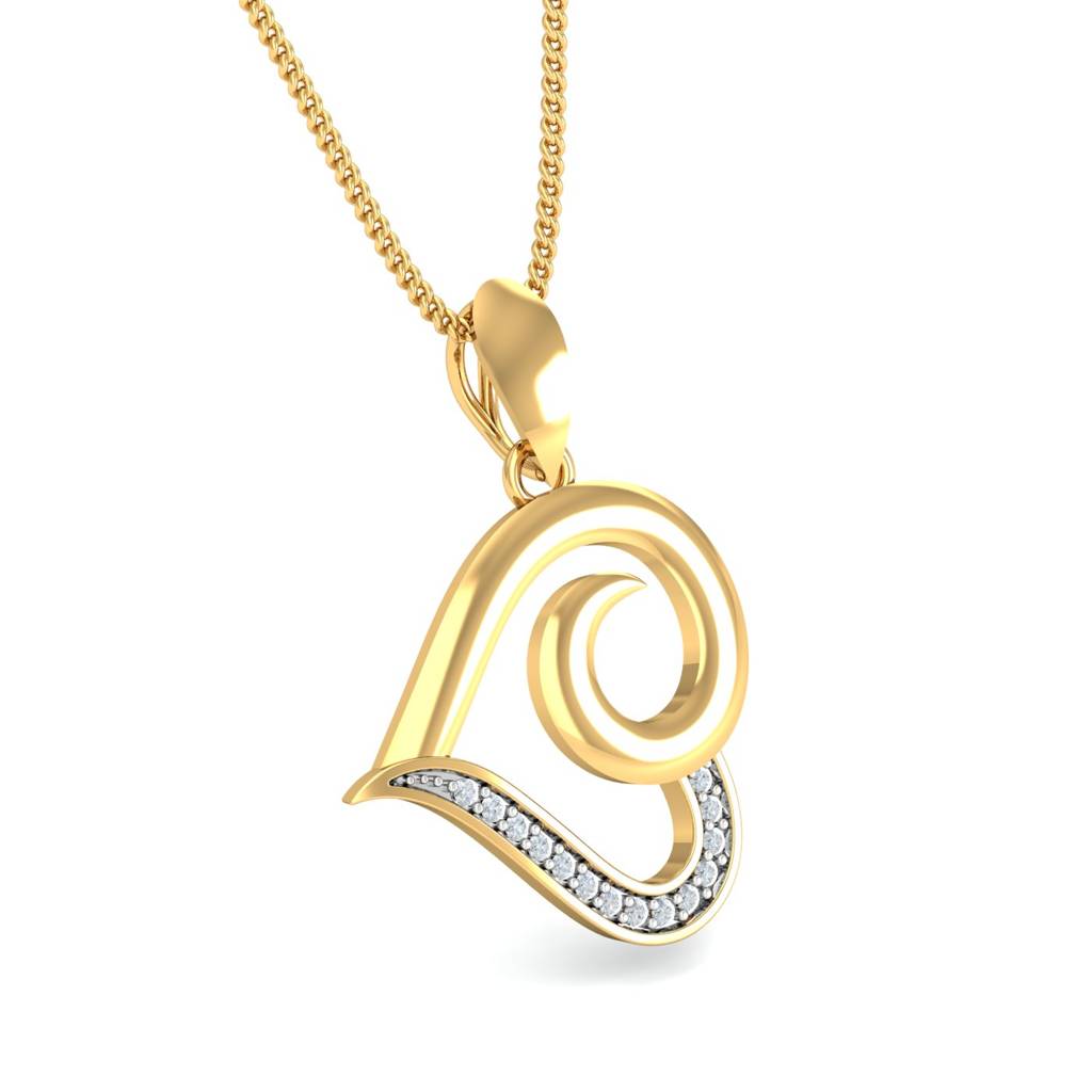 KuberBox 18K Yellow Gold Arty Heart Pendant