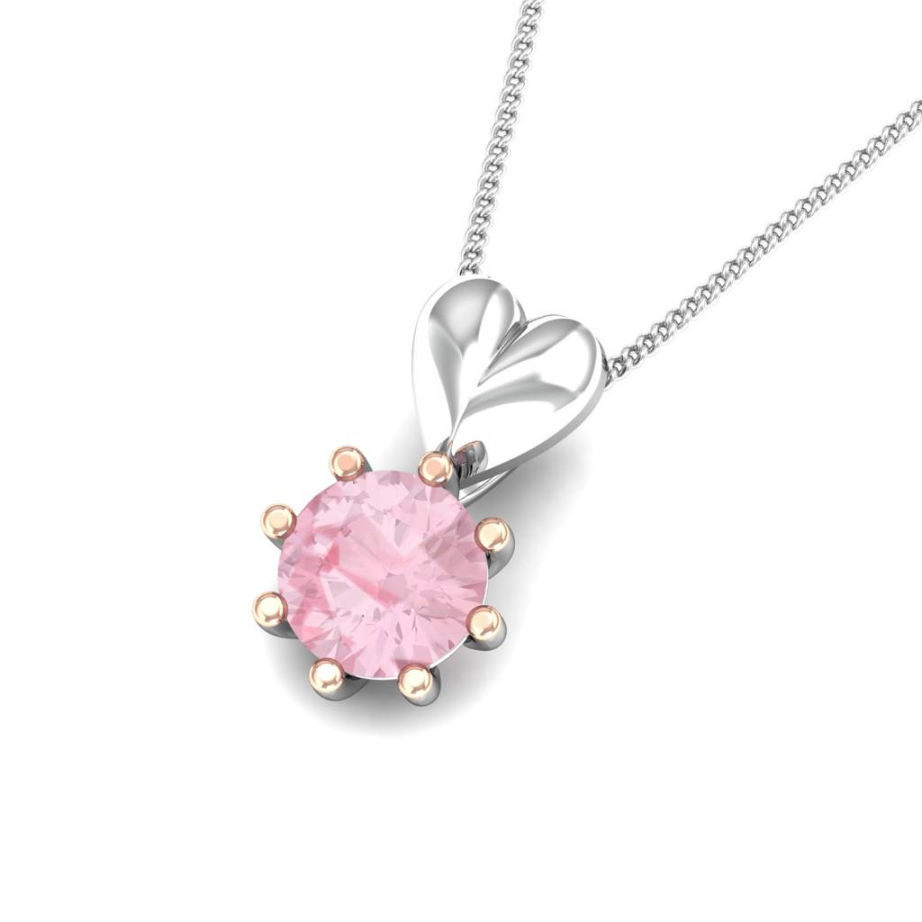 KuberBox 18K White Gold Rose Heart Pendant