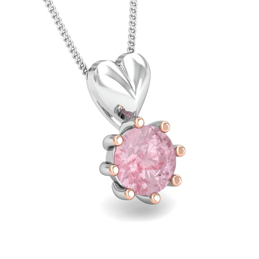 KuberBox 18K White Gold Rose Heart Pendant