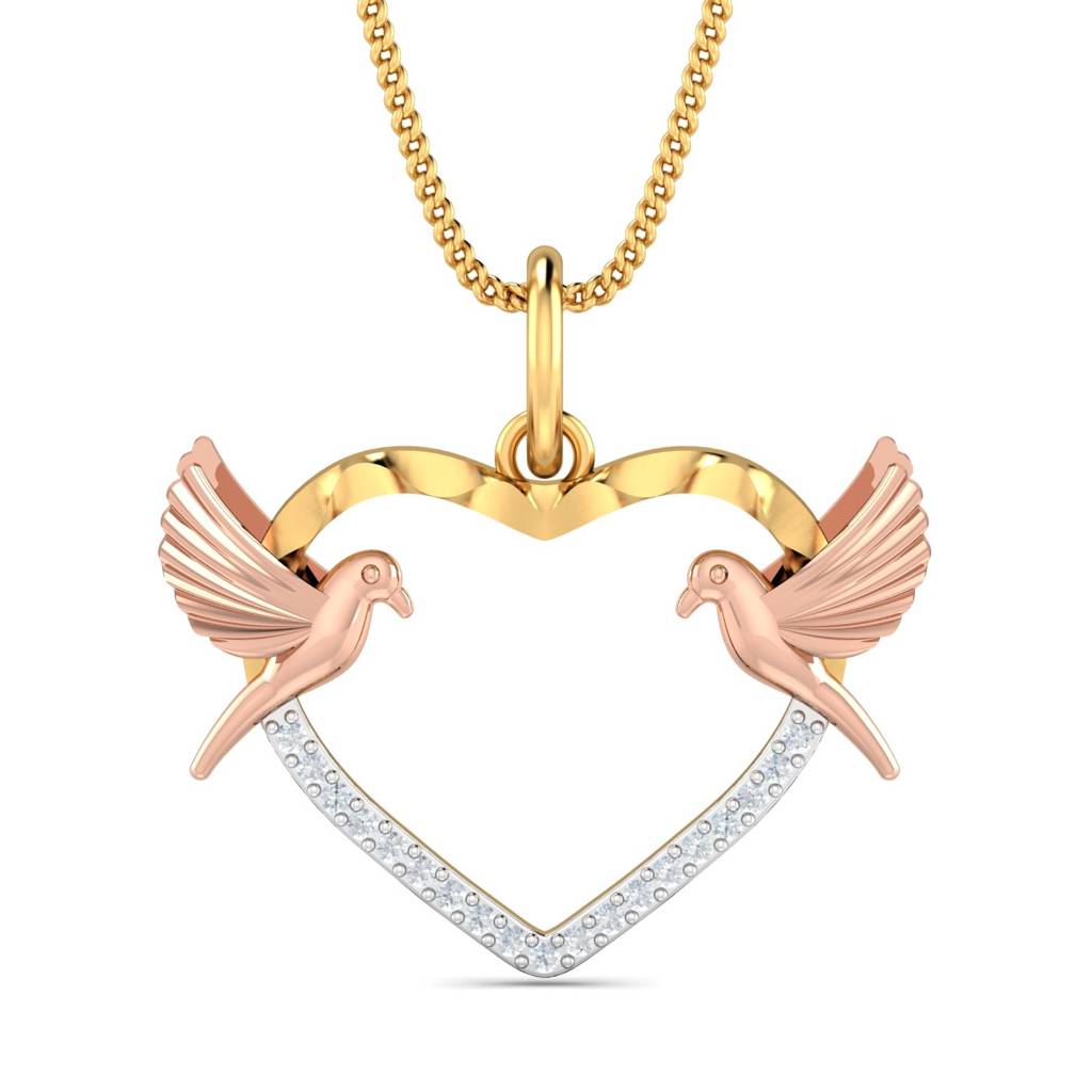 KuberBox 18K Yellow Gold Lovebirds Pendant