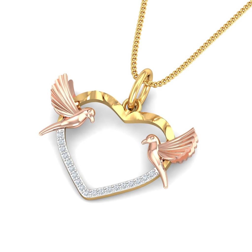 KuberBox 18K Yellow Gold Lovebirds Pendant