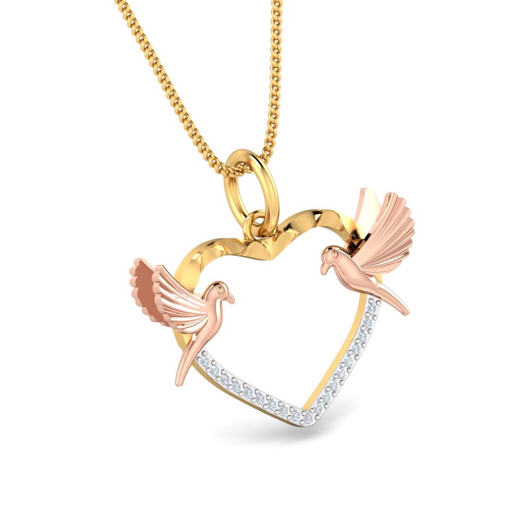 KuberBox 18K Yellow Gold Lovebirds Pendant