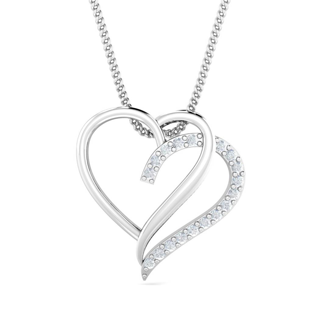 KuberBox 18K White Gold Adele Heart Pendant