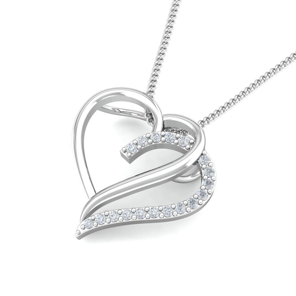 KuberBox 18K White Gold Adele Heart Pendant