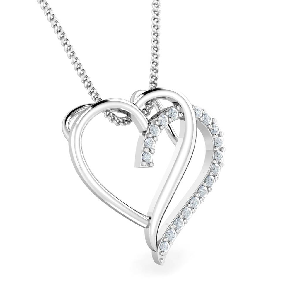 KuberBox 18K White Gold Adele Heart Pendant