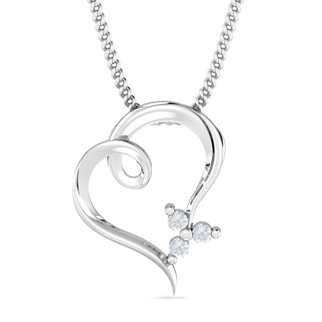 KuberBox 18K White Gold Dora Heart Pendant