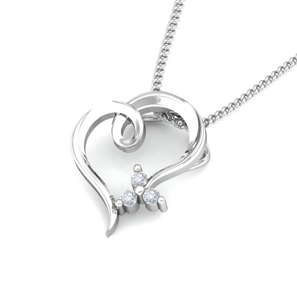 KuberBox 18K White Gold Dora Heart Pendant