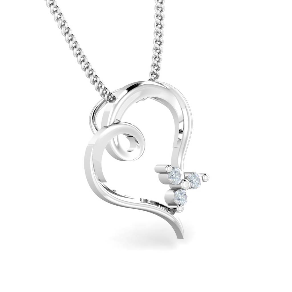 KuberBox 18K White Gold Dora Heart Pendant