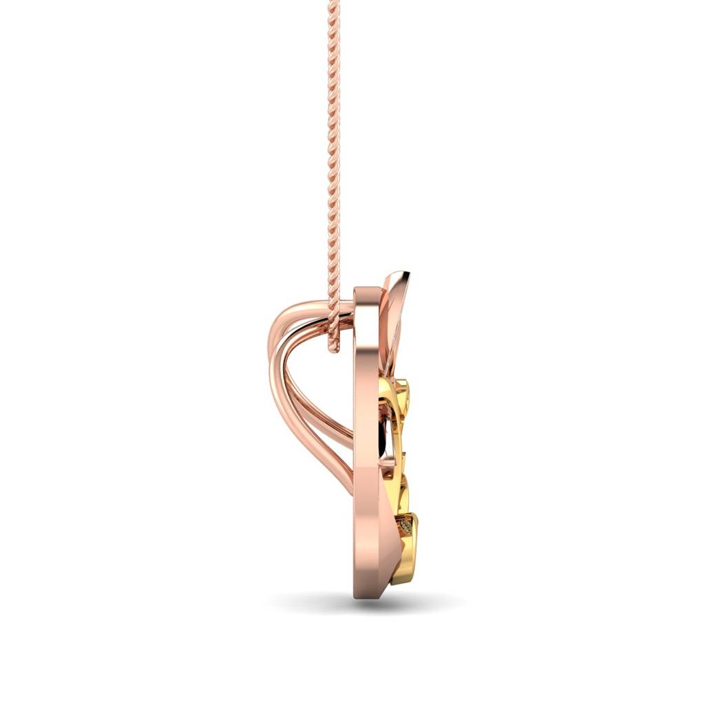 KuberBox 18K Rose Gold LOVE Butterfly Pendant