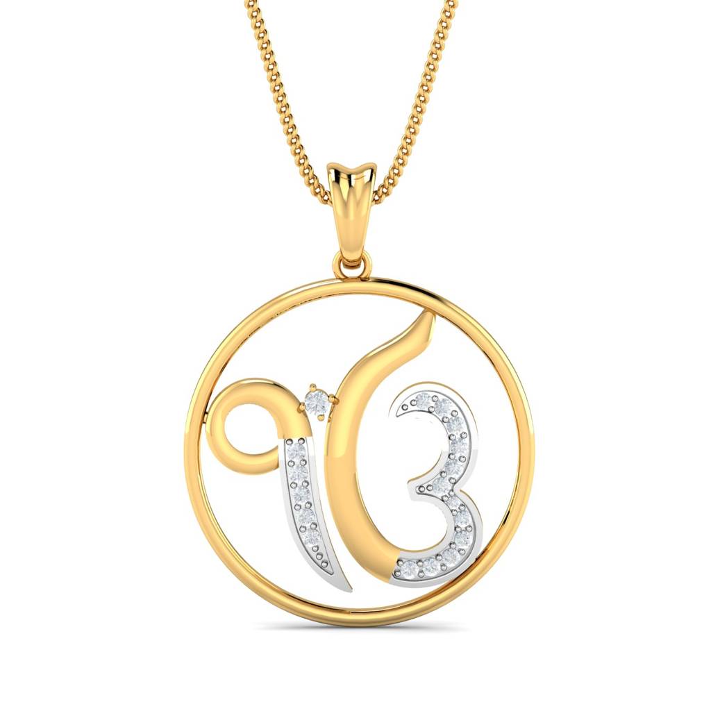 KuberBox 18K Yellow Gold Encircled Ik Onkar Pendant