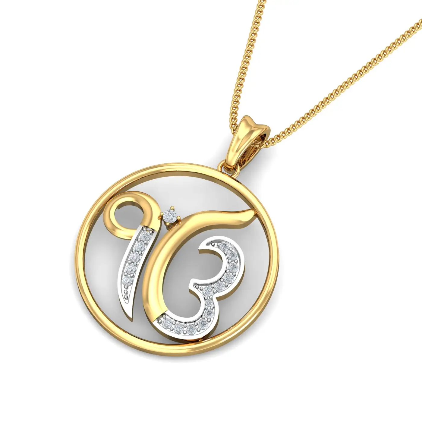 KuberBox 18K Yellow Gold Encircled Ik Onkar Pendant | KuberBox 18K ...