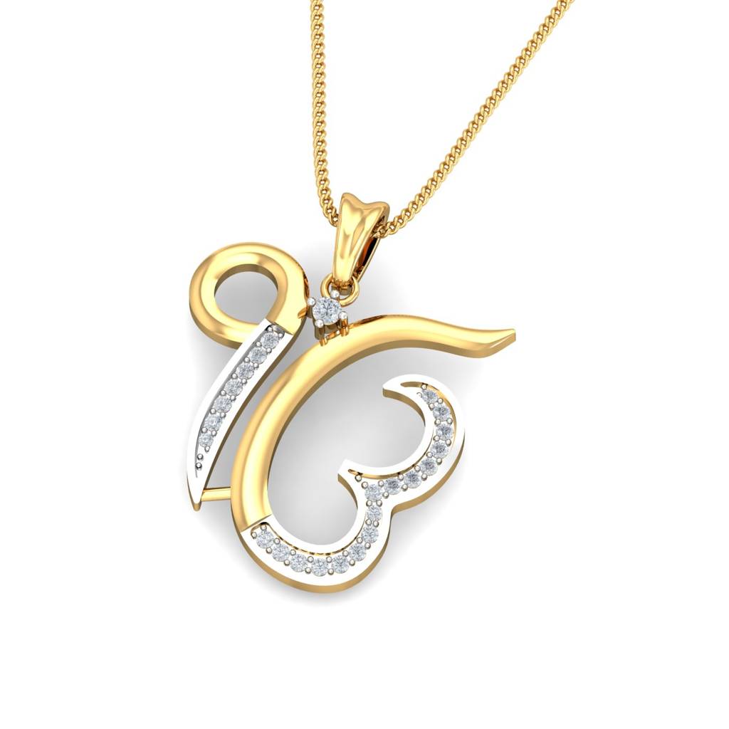 KuberBox 18K Yellow Gold Ik Onkar Pendant