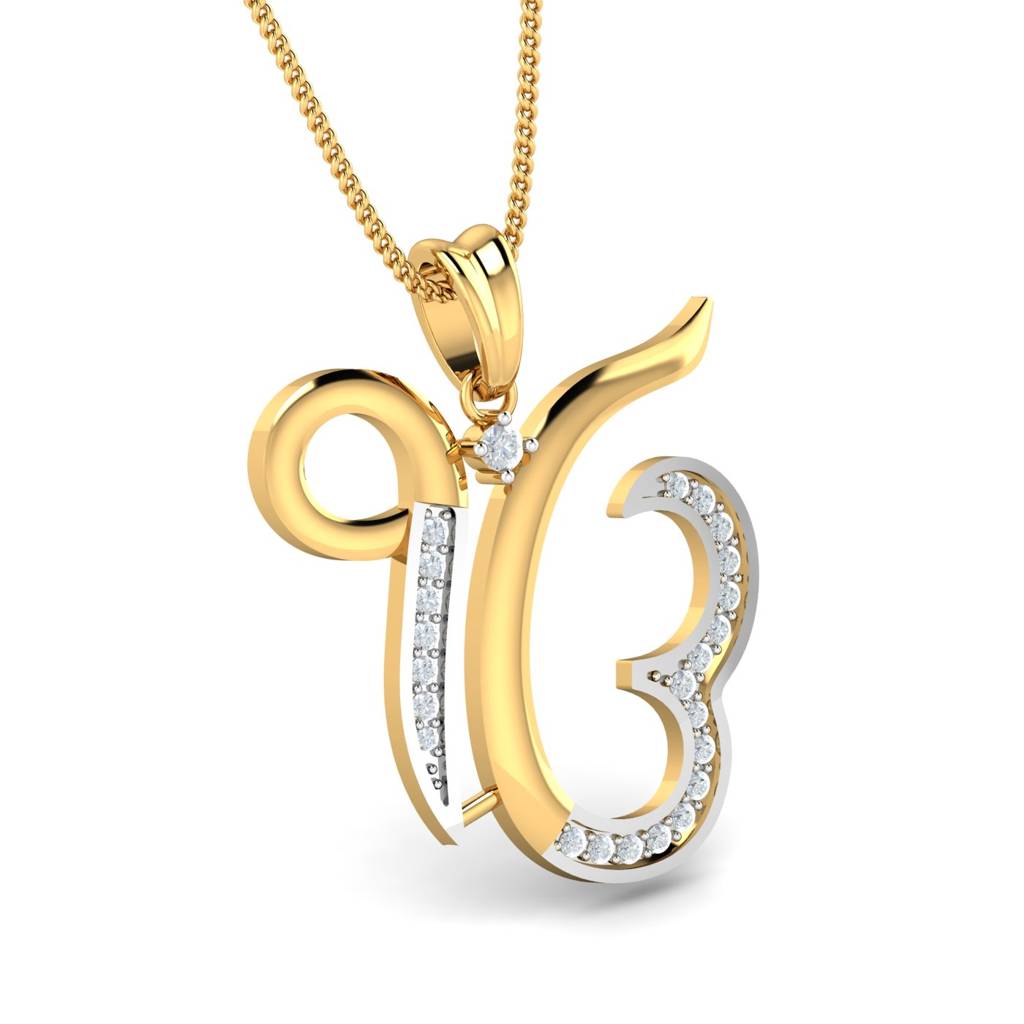 KuberBox 18K Yellow Gold Ik Onkar Pendant