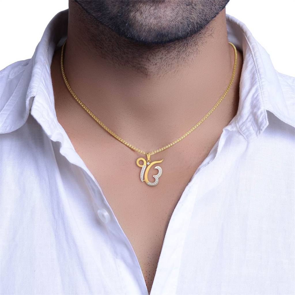 KuberBox 18K Yellow Gold Ik Onkar Pendant