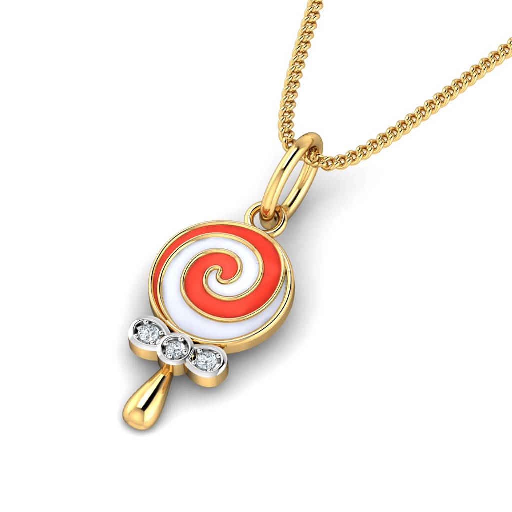 KuberBox 18K Yellow Gold Candy Kids Pendant