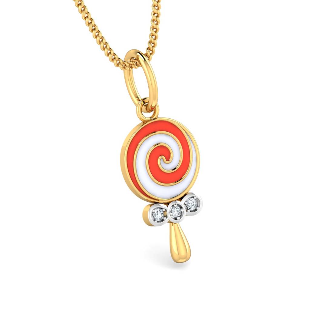 KuberBox 18K Yellow Gold Candy Kids Pendant