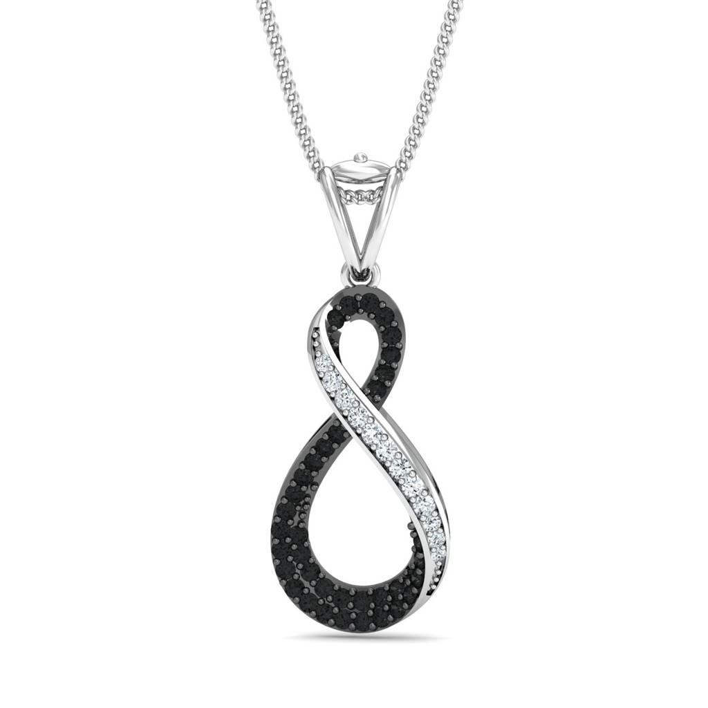 KuberBox 18K White Gold B&W Infinity Pendant