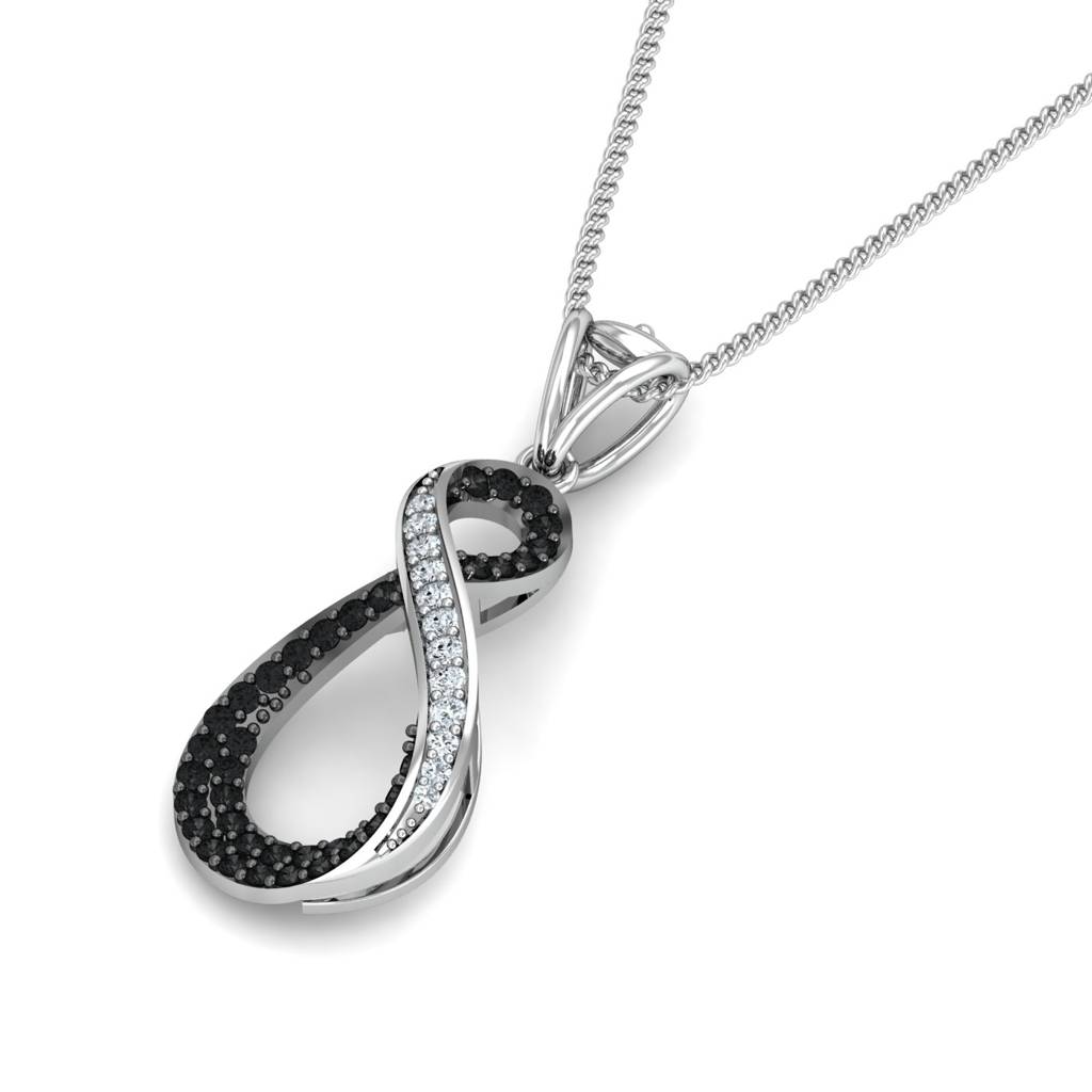 KuberBox 18K White Gold B&W Infinity Pendant