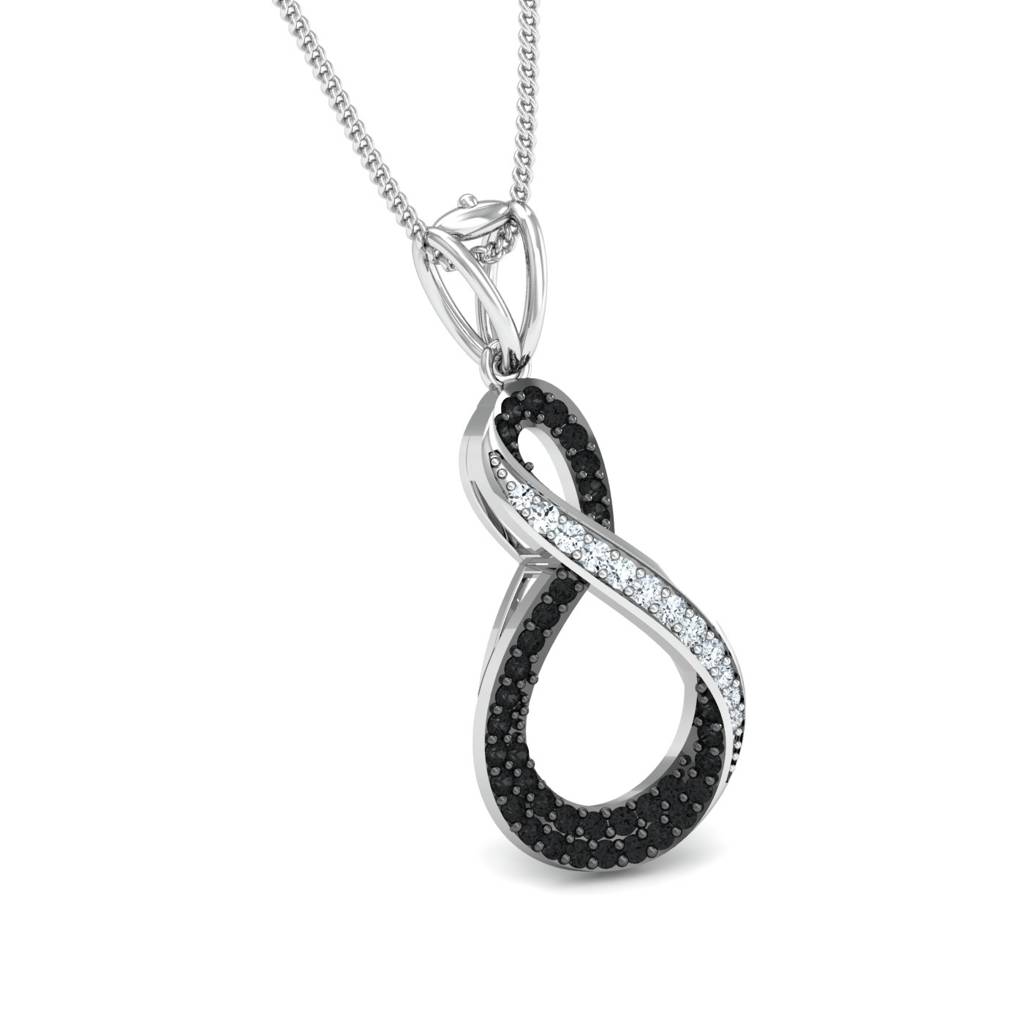 KuberBox 18K White Gold B&W Infinity Pendant