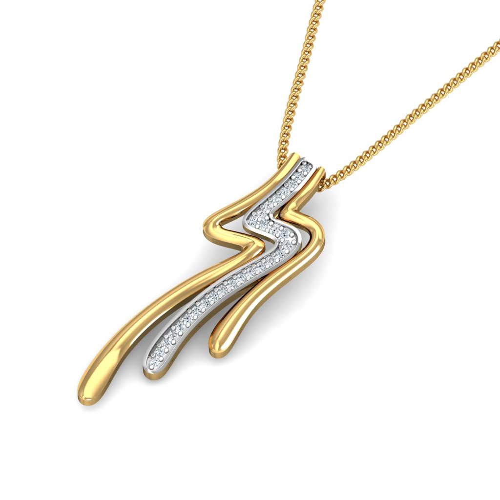KuberBox 18K Yellow Gold Drifty Lines Pendant