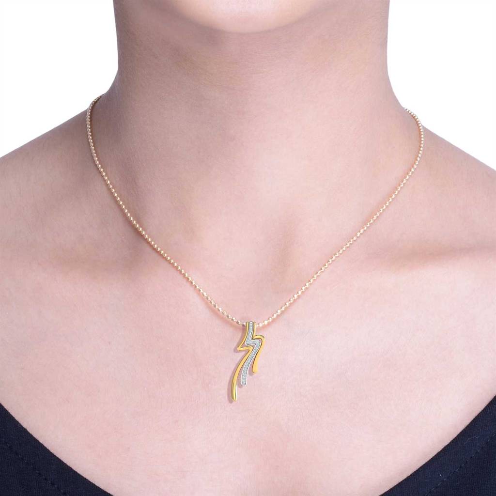 KuberBox 18K Yellow Gold Drifty Lines Pendant
