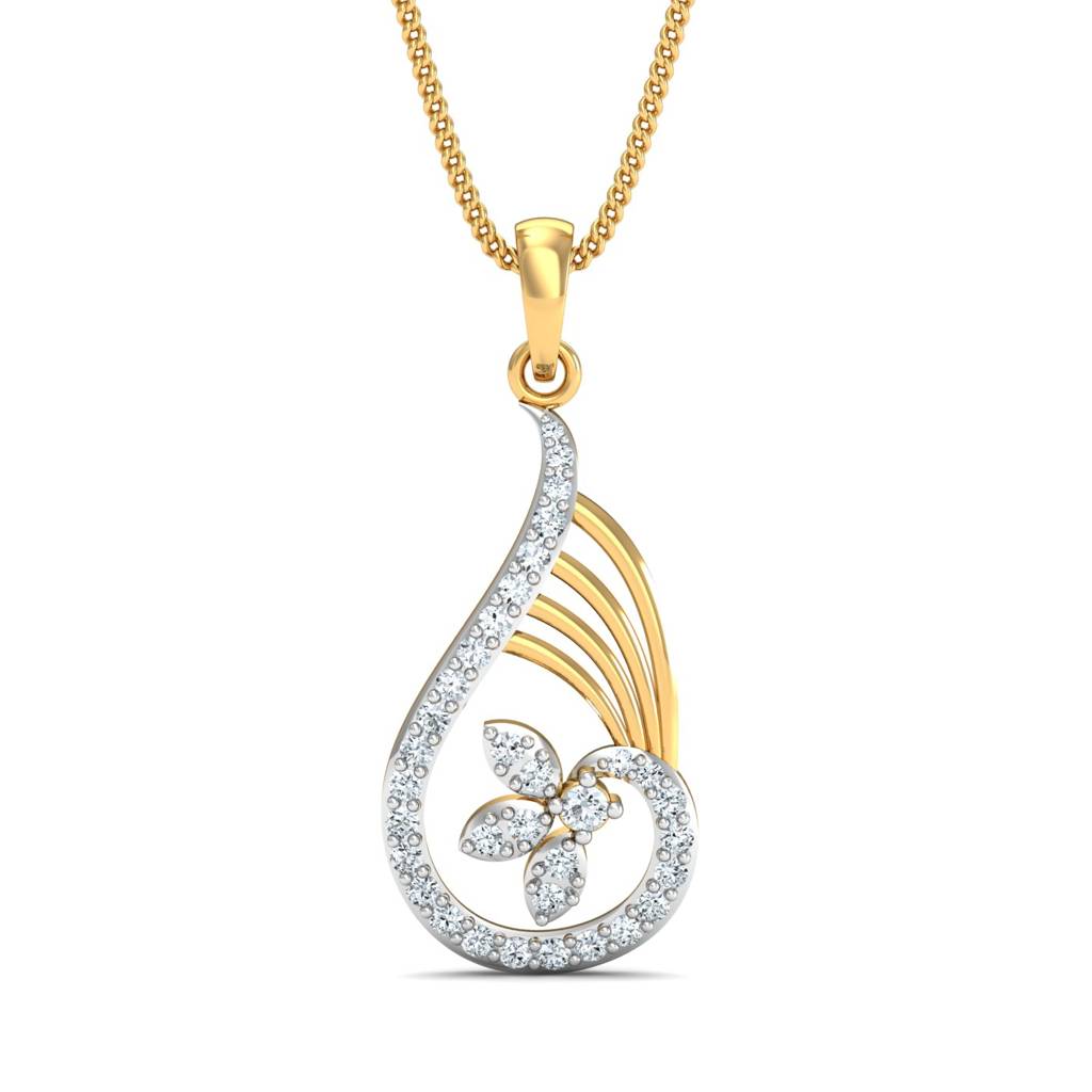 KuberBox 18K Yellow Gold Paisley Flora Pendant