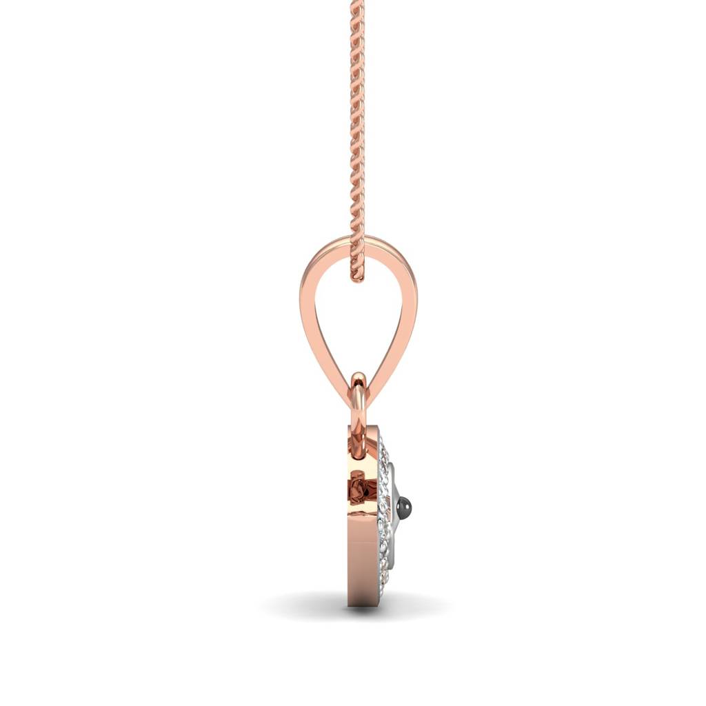 KuberBox 18K Rose Gold Diamond Evil Eye Pendant