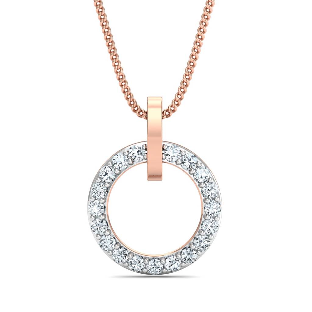 KuberBox 18K Rose Gold Halo Diamond Pendant