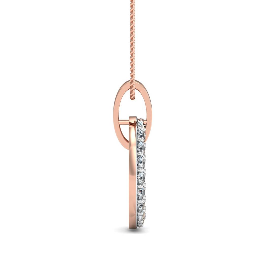 KuberBox 18K Rose Gold Halo Diamond Pendant