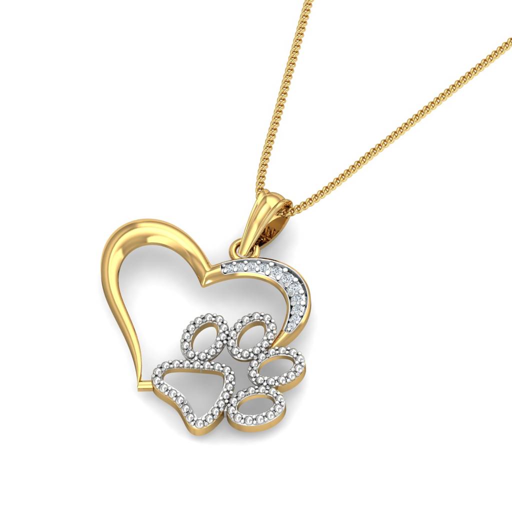 KuberBox 18K Yellow Gold Paw-verful Love Pendant