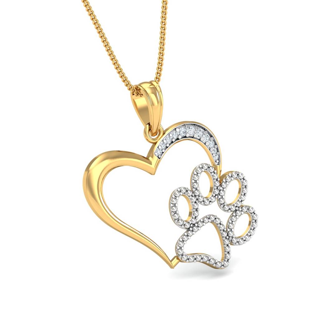 KuberBox 18K Yellow Gold Paw-verful Love Pendant