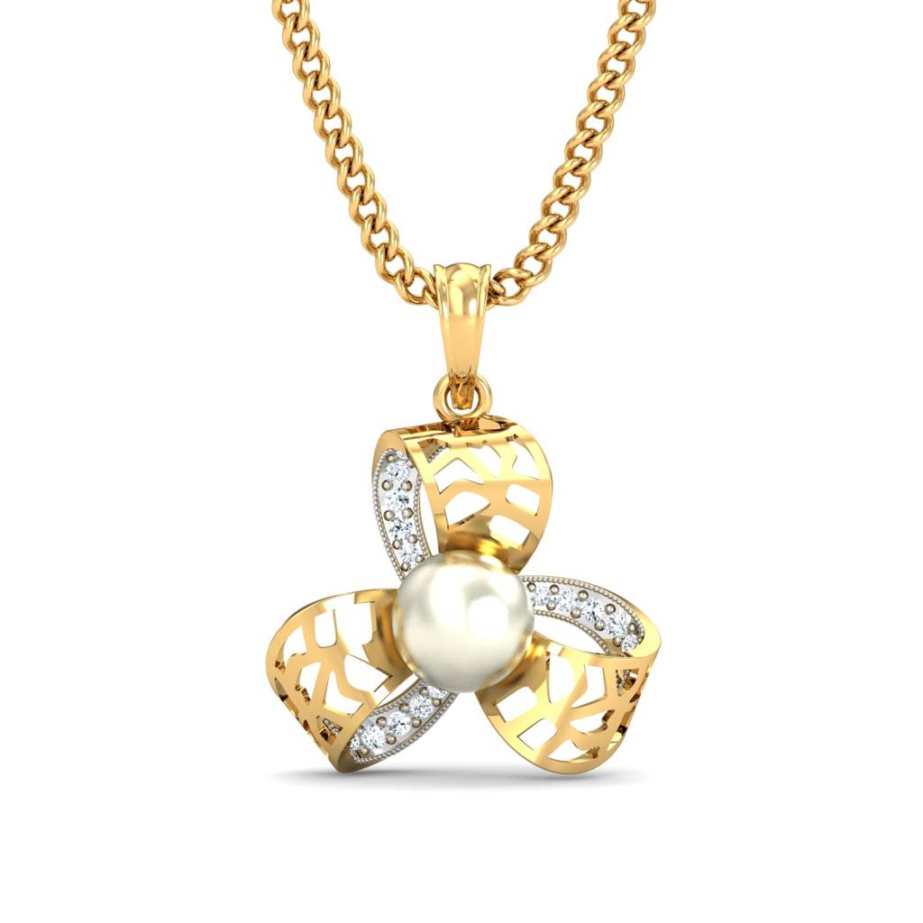 KuberBox 18K Yellow Gold Valaya Pearl Pendant