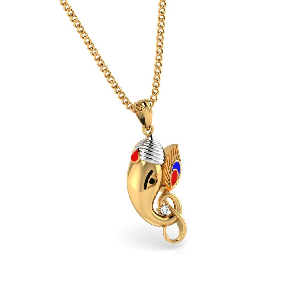 KuberBox 18K Yellow Gold Vakratunda Pendant