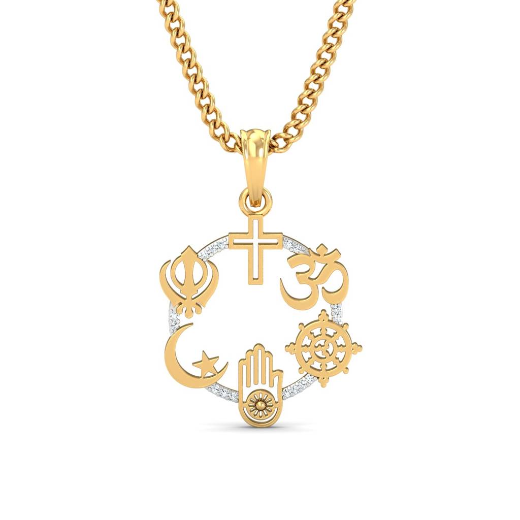 KuberBox 18K Yellow Gold All Religion Pendant