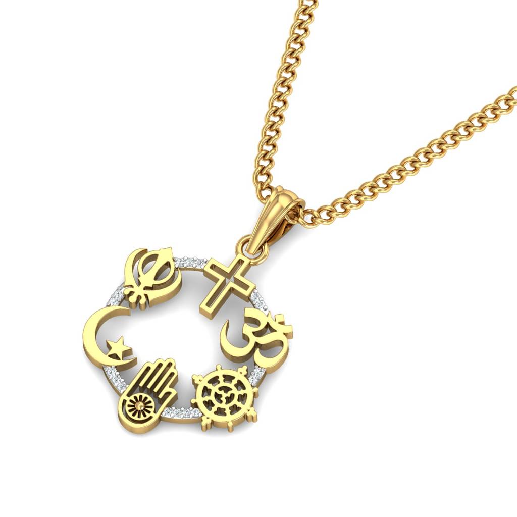 KuberBox 18K Yellow Gold All Religion Pendant